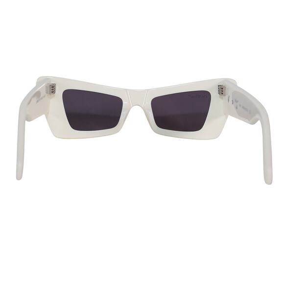 Off-White Narrow Geometric Rectangle Butterfly Sunglasses - White/Grey - NWT - Picture 9 of 13